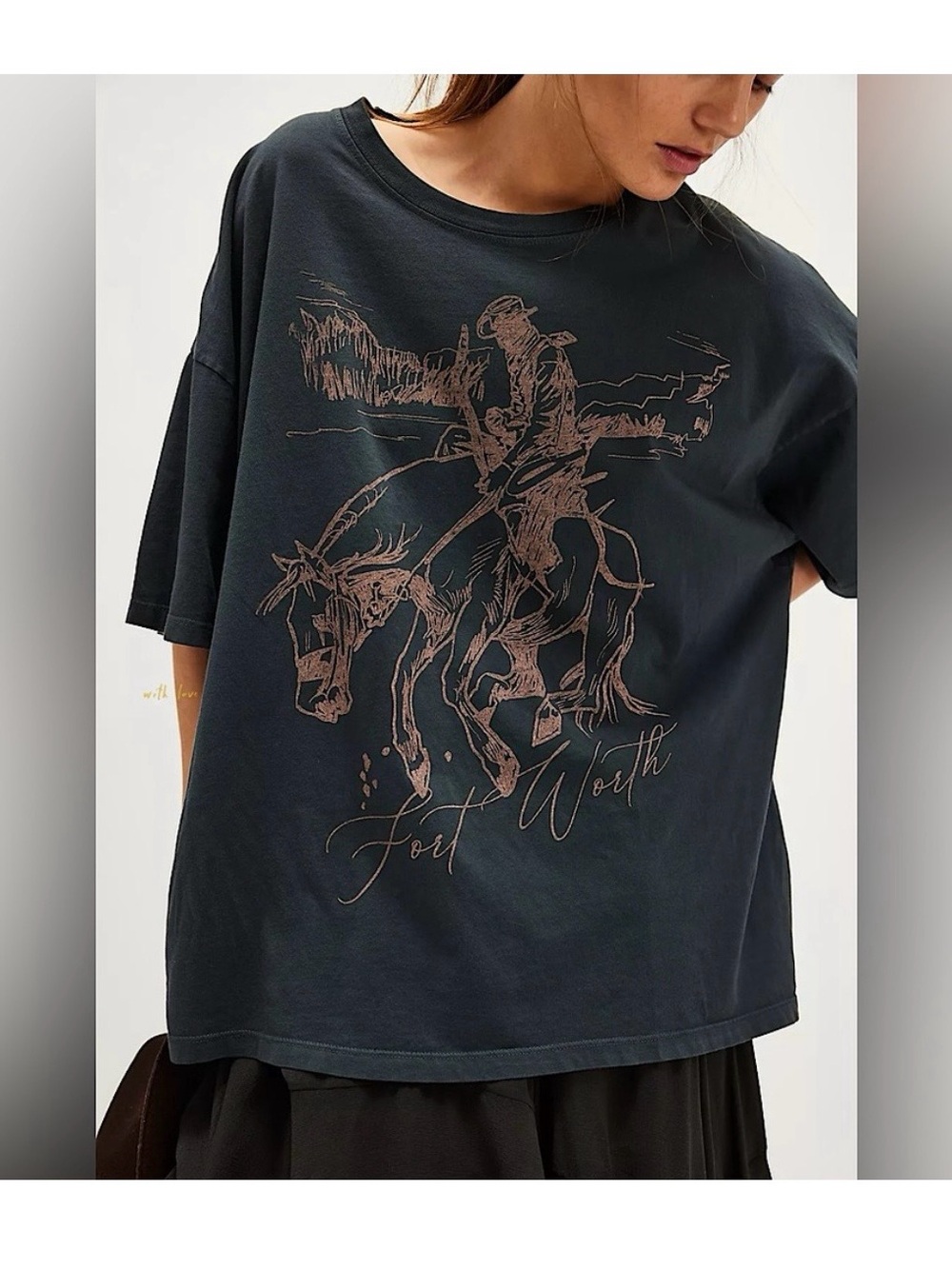 Free People cowboy rodeo graphic oversized tee- OS